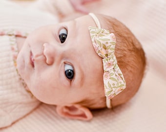 Baby Girl Cotton Bow Headband 'Lucy' | Baby Girl Headbands | Newborn Bow Headband | Baby Girl Cotton Headbands | Newborn Headbands