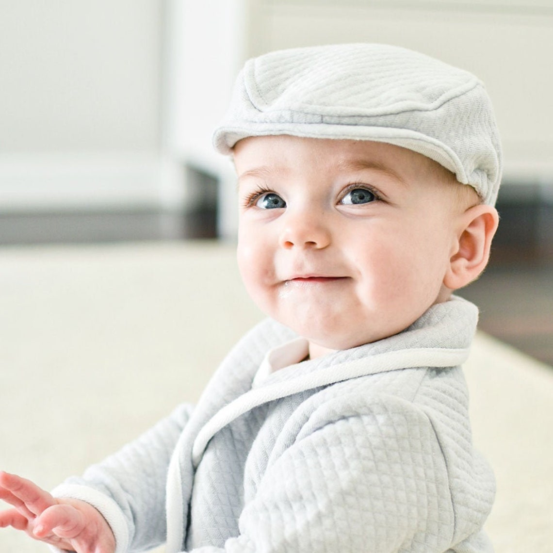 Grey Cotton Newsboy Cap 'grayson' Baby Boy Hats Etsy