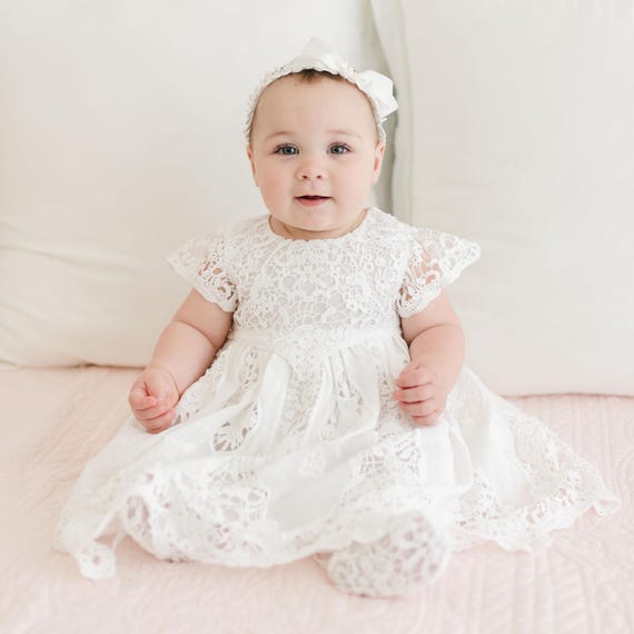 infant ivory lace dress Baby Girl 'grace' | Baptism & Christening Dress | New With Imperfections - Sale model-embreigh