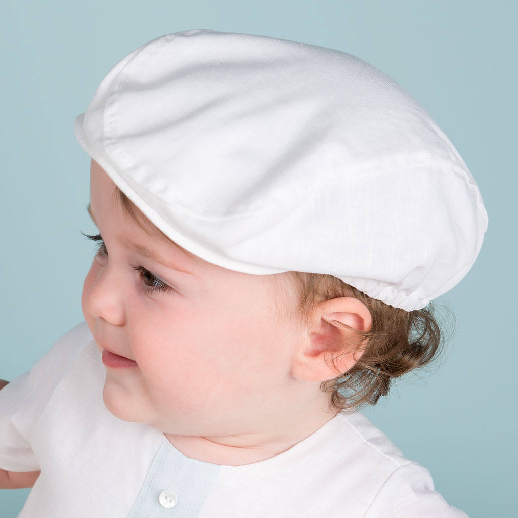 Imperfect Baby Boy White Linen Newsboy 