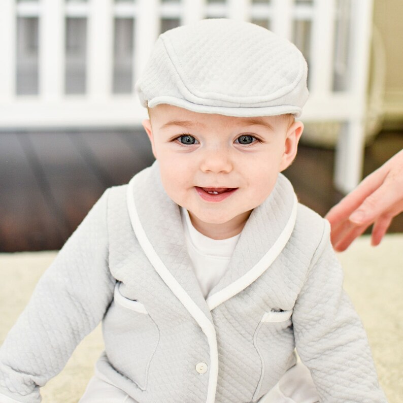 Grey Cotton Newsboy Cap 'grayson' Baby Boy Hats Etsy