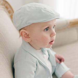 Baby Boy Hat Newsboy Style | Baby Boy & Toddler Hats | Baby Boy Newsboy Cap | Baby Boys Christening and Baptism Hats | Milo Blue Hat