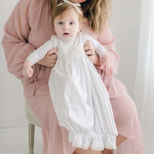 Sample Sale | Girls Newborn Layette Gown 'Hailey' | White Cotton Layette Gown | Newborn Gown | Baby Shower Gift | Take Me Home | FINAL SALE
