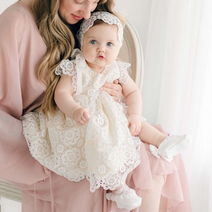 Sample Sale | Baby Girl Dress &#39;Poppy&#39; | Baptism & Christening Dresses | Baby Girl Lace Blessing Dress | Includes - Dress Only | FINAL SALE