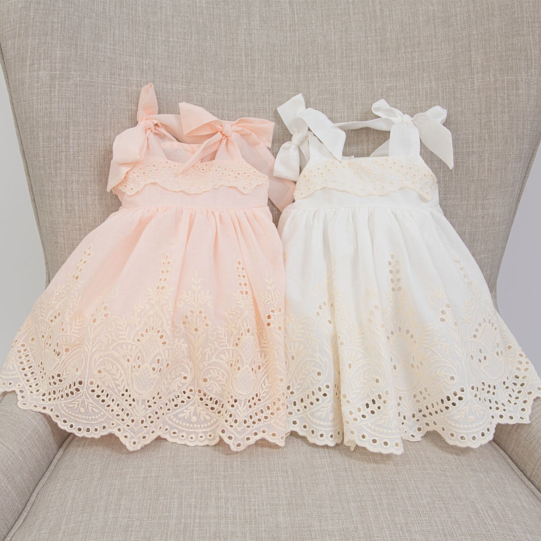 SALE Baby Girls Romper Dress 'ingrid' Vintage Inspired Girls Baptism