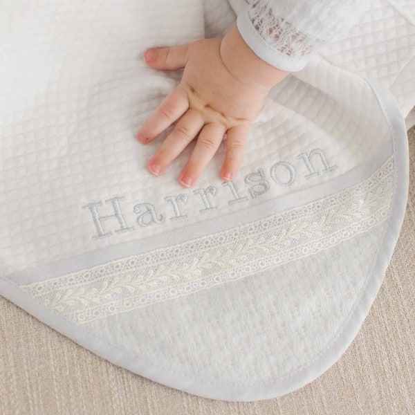 SALE | Baby Boy Blanket 'Harrison' | Newborn Boy Blanket & Swaddle | Baby Boy Christening Blankets | Embroidery Baby Blanket | FINAL SALE