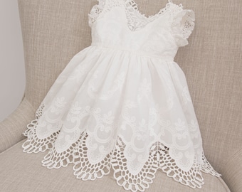 SALE - Baby Girl Lace Dress 'Lily' | Light Ivory Christening & Baptism Dress | Baby Girl Blessing Dress | Ivory Lace Dress | FINAL SALE