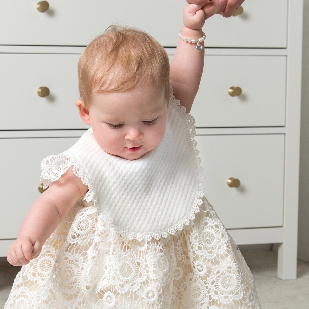 Baby Girls Christening Bib 'poppy' Newborn Girl Bib Christening