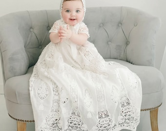 VERKAUF | Taufkleid 'Grace' | Elfenbeinfarbenes Spitzen Tauf- & Taufkleid | Mädchen-Segen-Kleid | Elfenbeinfarbenes Babykleid | SCHLUSSVERKAUF