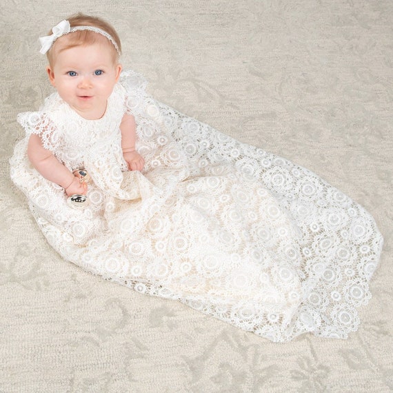 Christening Gown, White Newborn Baby Dress, Newborn Lace Flower Girl Dress,  Boho Chic, 3 Months 24 Months, Baptism Infant, Birthday - Etsy
