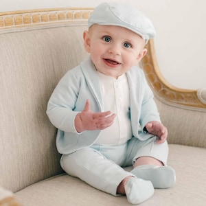 Baby Boy Suit - Blue | Baby Boy Spring Outfit | Baby Boy Easter Outfit | Wedding Outfit for Baby Boys | Milo 3-Piece Suit - Powder Blue