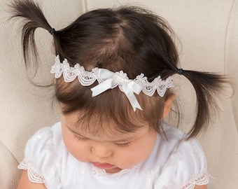 Baby Girls Lace Headband 'Joli' | Newborn Girl Headbands | Christening & Baptism Headbands | Baby Girl Lace Headbands | Pink Lace Headband