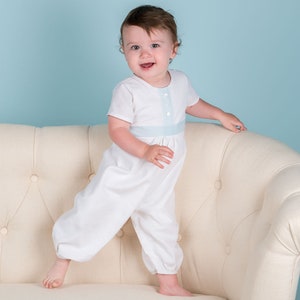 SALE- Baby Boy Christening Linen Jumpsuit 'Finn' | White Linen Baby Boy Jumpsuit | White Linen Romper | FINAL SALE
