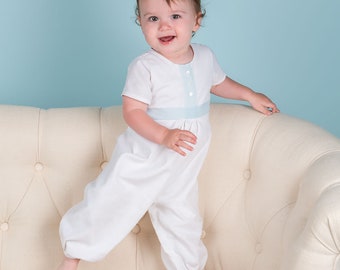 SALE- Baby Boy Christening Linen Jumpsuit 'Finn' | White Linen Baby Boy Jumpsuit | White Linen Romper | FINAL SALE