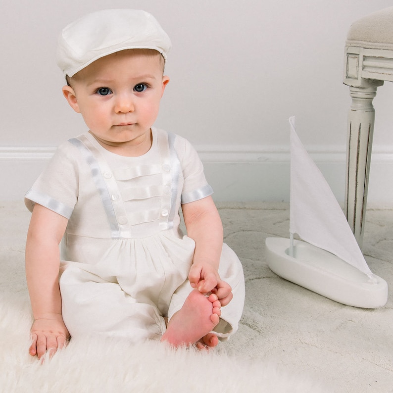 SALE Baby Boy Ivory Linen Jumpsuit 'Owen' Boys Etsy
