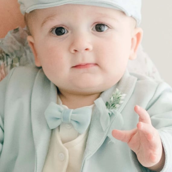 Baby Boy Powder Blue Bow Tie Boutonniere 'ezra' Baby Boy