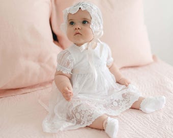 Muster Verkauf | Baby-Mädchen Spitzenkleid 'Melissa' | Blumenmädchen Kleid | Baby Mädchen Taufkleid Mädchen | Spitze Babykleid | SCHLUSSVERKAUF