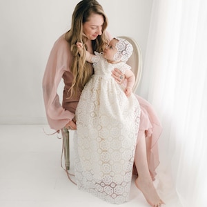 Sample Sale | Christening Gown Girl &#39;Poppy&#39; | Baptism Gown | Lace Blessing Gowns | Lace & Silk Gowns - New w/ Imperfections | FINAL SALE