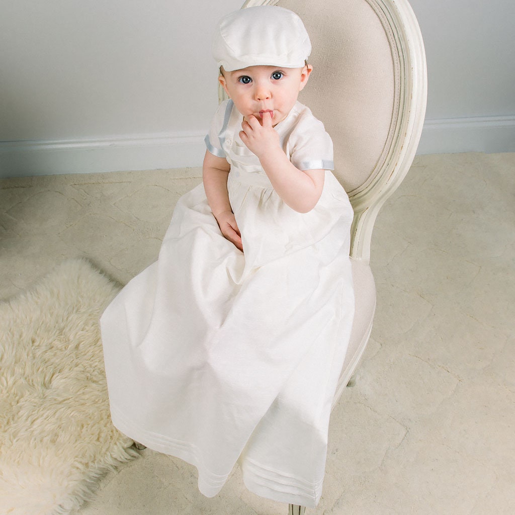 Baby Boys Baptism Gown 'Owen' Ivory Linen Boys Etsy