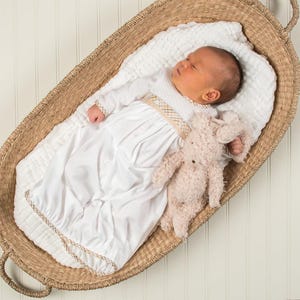 Sale | Dylan Boys Newborn Gown & Bonnet Set - Size 0-3 Months | Baby Boy Layette | Baby Boy Gown | FINAL SALE
