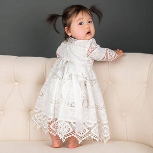Sample Sale | Baby Girl Dress &#39;Adeline&#39; | Baby Girl Christening & Baptism Dress | Ivory Lace | Includes - Dress Only - FINAL SALE