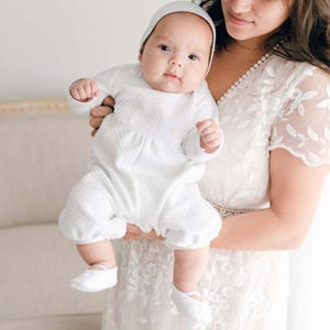 Sample Sale | Boys Baptism Jumpsuit &#39;Elijah&#39; | Cotton Christening Jumpsuit Boys | Includes - Jumpsuit Only | FINAL SALE