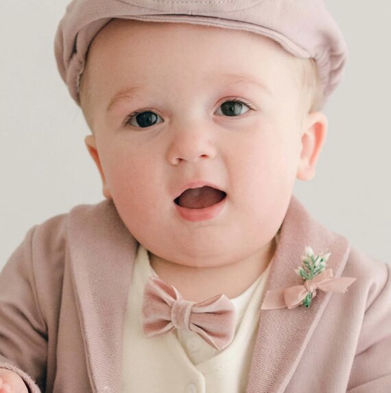 Baby Boy Mauve Bow Tie Boutonniere 'ezra' Baby Boy Mauve
