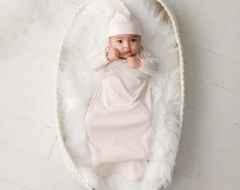 Pink Pima Cotton Layette Gown (0-3 Months) | Quinn Gown | New with Imperfections - Sale