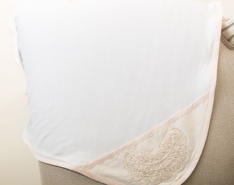 SALE- Baby Girl Pima Cotton Blanket 'Tessa' | Christening & Baptism Blanket for Girl | Pima Cotton Girl Baptism Blanket | FINAL SALE