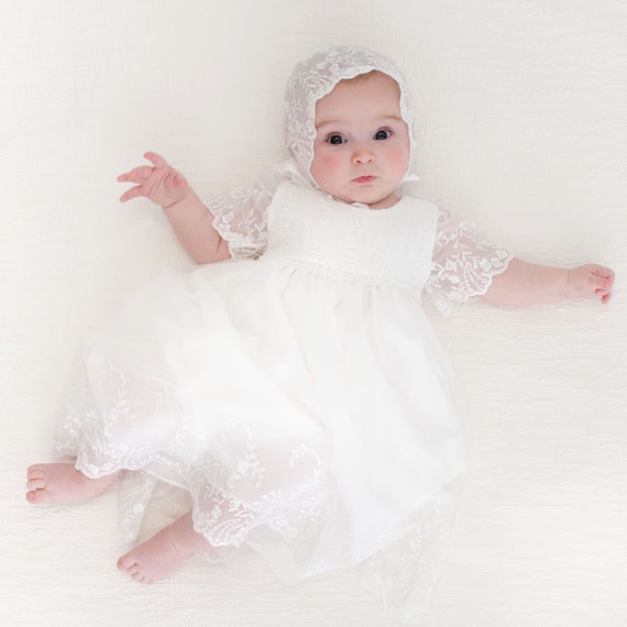 Baby Girl Lace Bonnet 'ella' Newborn Girl Bonnets Christening & Baptism  Bonnets Baby Girl Lace Bonnet Baby Girl Bonnets 