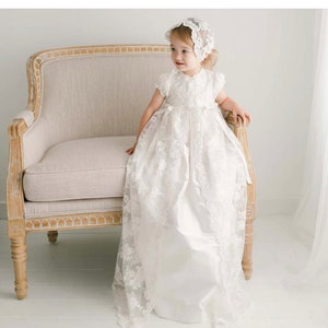SALE | Heirloom Lace Gown 'Penelope' | Baby Girl Gown | Lace Gown | Girls Heirloom Christening Gowns | Silk & Lace Gown | FINAL SALE