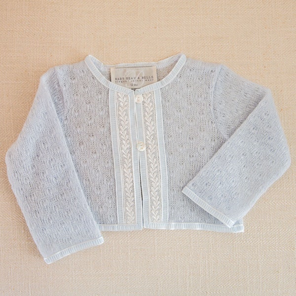 SALE- Baby Boy Knit Sweater 'Harrison' | Blue Knit Sweater | Baby Boy Christening Sweater | Blue Baptism Sweater | FINAL SALE
