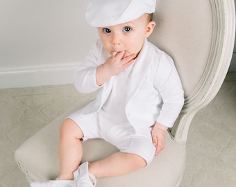 SALE - Baby Boy Baptism Outfit Shorts 'Miles' | Boys White Cotton Baptism Short Suit | Boys Blessing Outfit | Shorts Suit | FINAL SALE