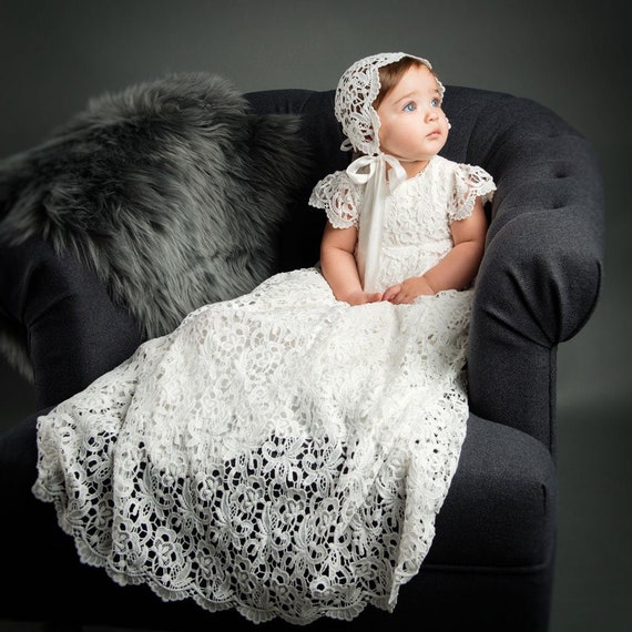 ivory lace christening gown