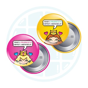 Princess Peach & Daisy &quot;This Princess Saves Herself&quot; 1.5&quot; Button Set