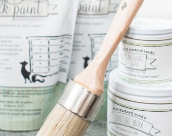 Miss Mustard Seed Milk Paint - Medium Paint & Wax Brush - 100% Natural Bristles -