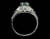 Edwardian Style Antique Inspired Engagement Ring 14 or 18 K Diamond Bezel Set Mill Grained and Engraved Engagement Ring Setting Only