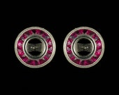 Antique Inspired Vintage Style Screw back Earrings 18 White Gold and Genuine Ruby Earrings Setting Only for 5 MM stone Women 39 s Earrings