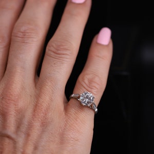 Antique Style Art Deco Engagement Ring/Platinum Diamond Ring/ Milgrain Hand Engraved Engagement Ring/ Setting Only/ Vintage Ring/ Semi Mount image 8