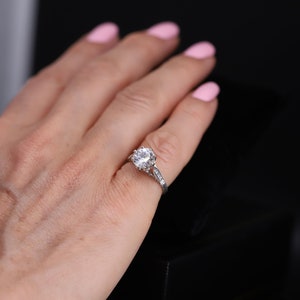 Antique Style Art Deco Engagement Ring/Platinum Diamond Ring/ Milgrain Hand Engraved Engagement Ring/ Setting Only/ Vintage Ring/ Semi Mount image 9