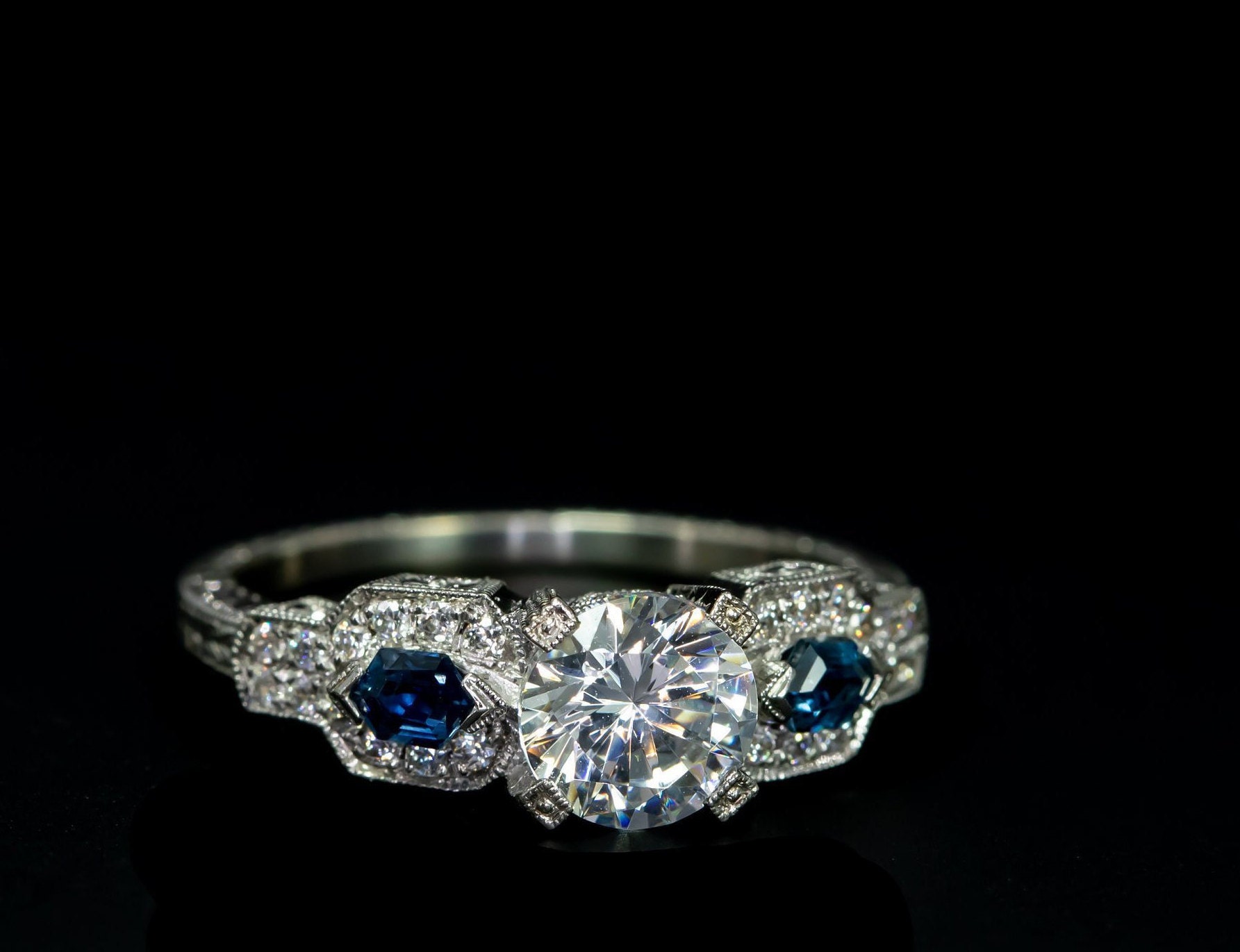 Antique Replica Engagement Ring/art Deco Engagement Ring/ Etsy