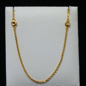 14 K Yellow Gold Diamond by The Yard Pendant/ 16 Inches Diamond By The Yard/ Dainty Diamond Chain/ Gold Diamond Necklace/ Diamond Pendant