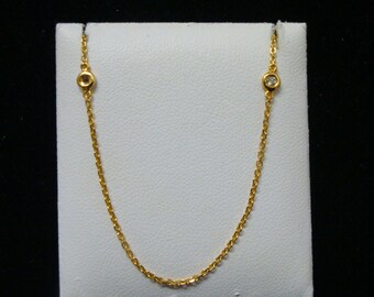 2 TCW 10 Station Diamond Necklace - 14k Solid Gold Bezel Set, E VVS1 - Diamonds By The Yard Style