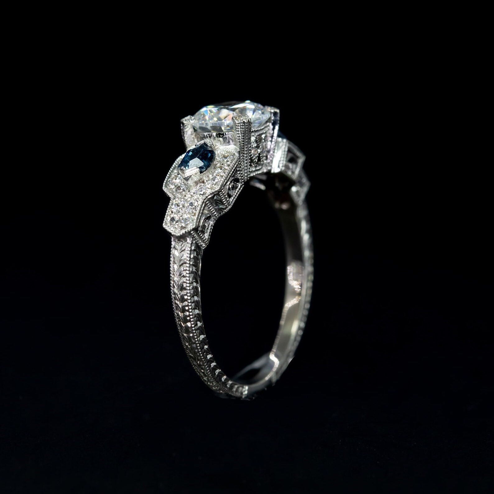 Antique Replica Engagement Ring/art Deco Engagement Ring/ Etsy