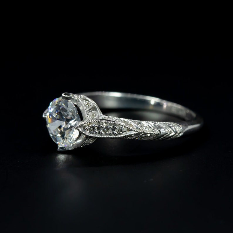 Antique Engagement Ring/ Edwardian Engagement Ring/ Antique Diamond Engagement Ring/Setting Only/ Vintage Semi Mount Ring/ Milgrain Ring image 4