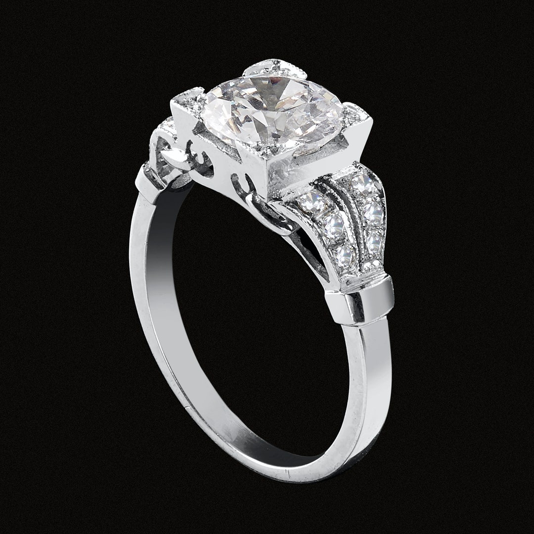 Art Deco Semi Mount, Art Deco Diamond Setting Made With Gold or ...