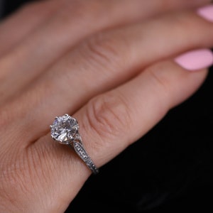 Antique Style Art Deco Engagement Ring/Platinum Diamond Ring/ Milgrain Hand Engraved Engagement Ring/ Setting Only/ Vintage Ring/ Semi Mount image 10