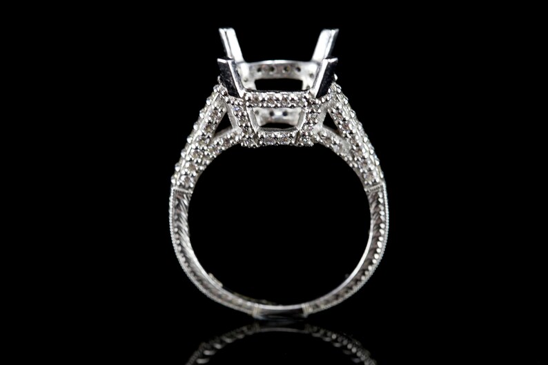 Vintage Style Art Deco Diamond Setting for Cushion & Oval or Round Cut ...