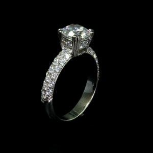 Antique Engagement Ring/ Vintage Engagement Ring/ Pave Set Diamond Ring/ Milgrain Engagement Ring/ Setting Only/ Semi Mount Ring Setting