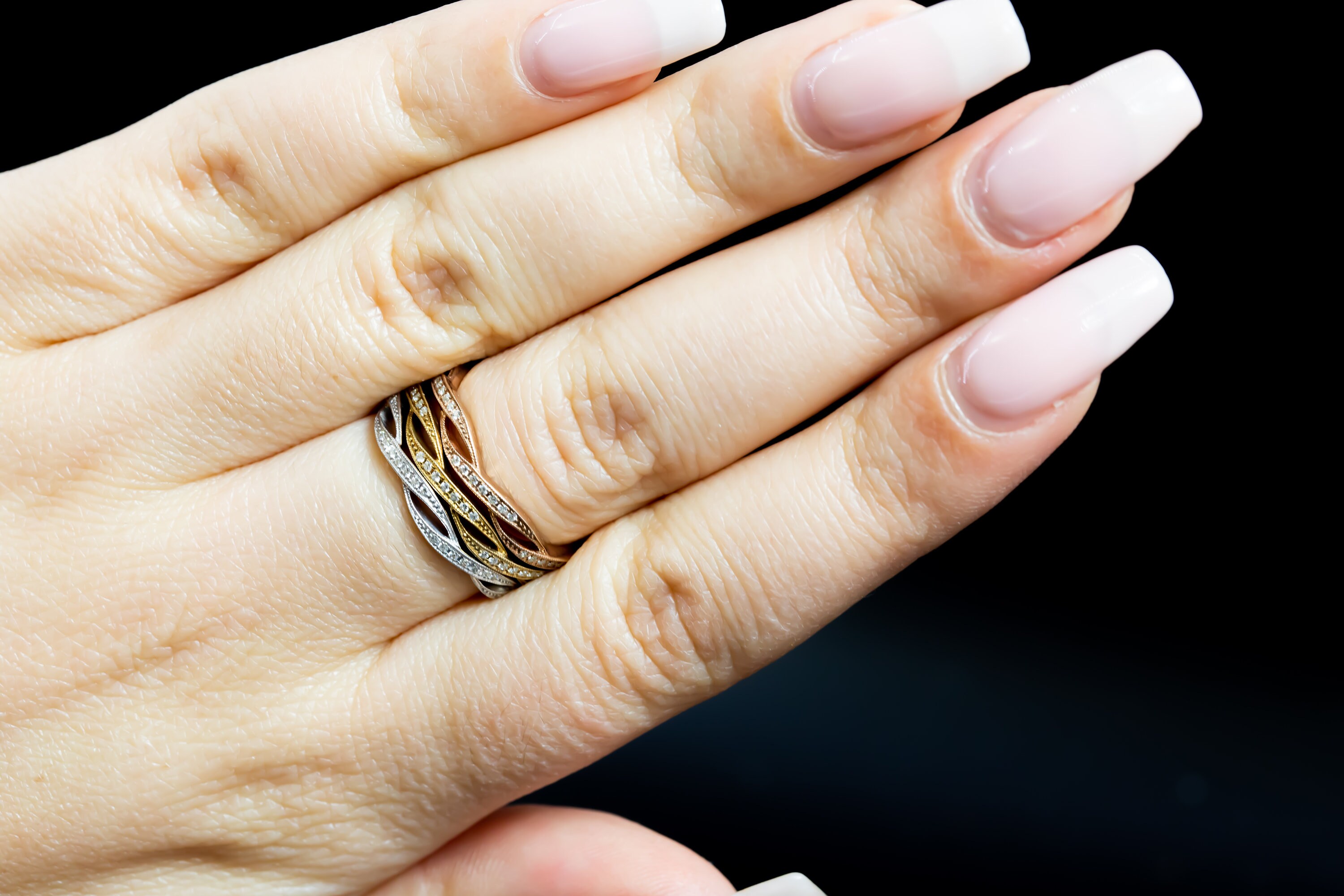 Infinity Stackable Ring Twisted Infinity Stackable Wedding Ring/ 18K Micro Pave Set Diamond ...